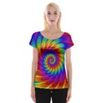 Psychedelic Rainbow Spiral Women s Cap Sleeve Top