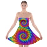 Psychedelic Rainbow Spiral Strapless Bra Top Dress