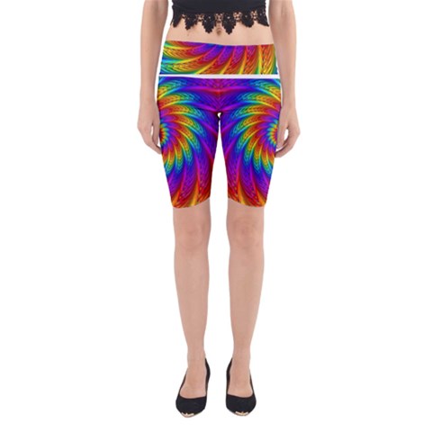 Psychedelic Rainbow Spiral Yoga Cropped Leggings from ArtsNow.com