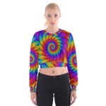 Psychedelic Rainbow Spiral Women s Cropped Sweatshirt