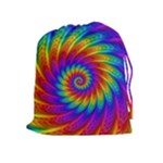 Psychedelic Rainbow Spiral Drawstring Pouch (XL)