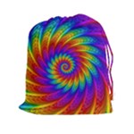 Psychedelic Rainbow Spiral Drawstring Pouch (XXL)