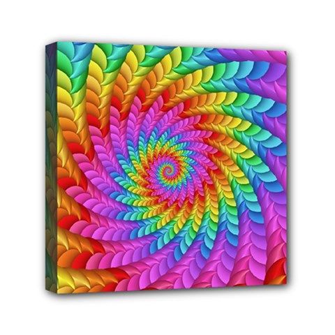 Psychedelic Rainbow Spiral Mini Canvas 6  x 6  (Stretched) from ArtsNow.com