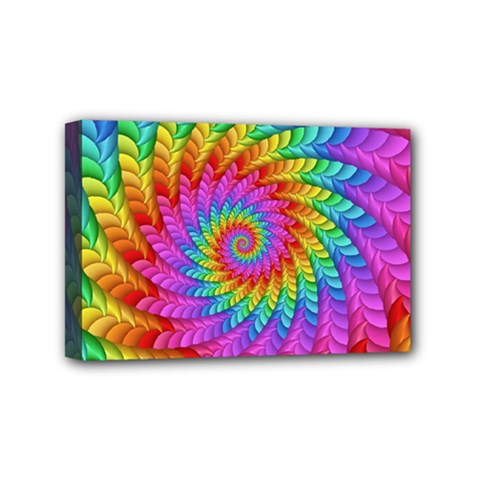 Psychedelic Rainbow Spiral Mini Canvas 6  x 4  (Stretched) from ArtsNow.com