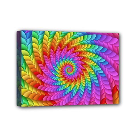 Psychedelic Rainbow Spiral Mini Canvas 7  x 5  (Stretched) from ArtsNow.com