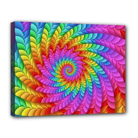 Psychedelic Rainbow Spiral Canvas 14  x 11  (Stretched) from ArtsNow.com