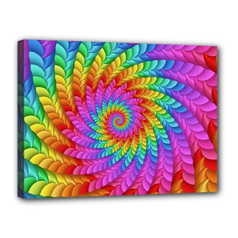 Psychedelic Rainbow Spiral Canvas 16  x 12  (Stretched) from ArtsNow.com