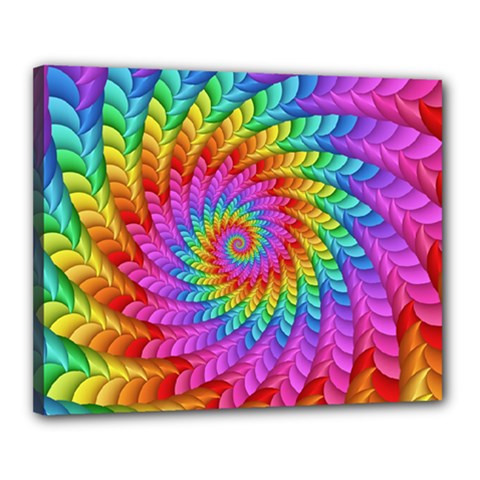 Psychedelic Rainbow Spiral Canvas 20  x 16  (Stretched) from ArtsNow.com