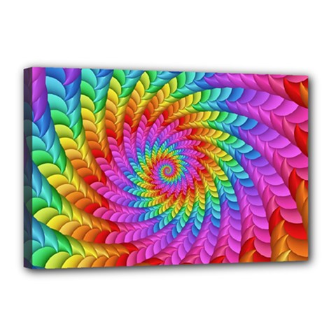 Psychedelic Rainbow Spiral Canvas 18  x 12  (Stretched) from ArtsNow.com