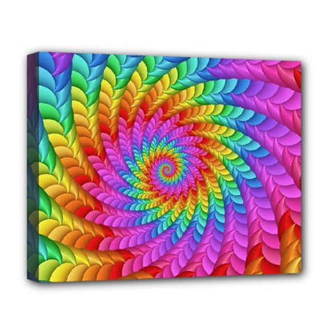 Psychedelic Rainbow Spiral Deluxe Canvas 20  x 16  (Stretched) from ArtsNow.com