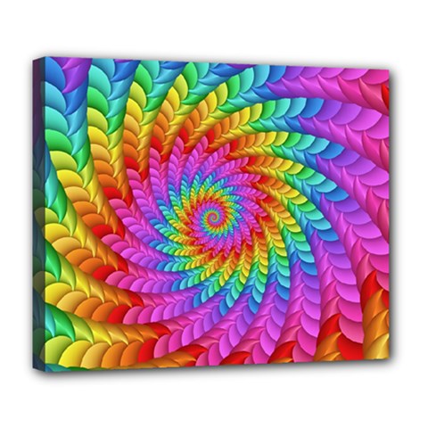 Psychedelic Rainbow Spiral Deluxe Canvas 24  x 20  (Stretched) from ArtsNow.com