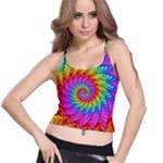 Psychedelic Rainbow Spiral Spaghetti Strap Bra Top