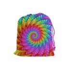 Psychedelic Rainbow Spiral Drawstring Pouch (Large)