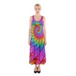 Psychedelic Rainbow Spiral Sleeveless Maxi Dress