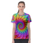 Psychedelic Rainbow Spiral Women s Sport Mesh Tee