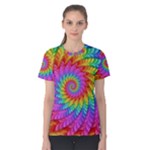 Psychedelic Rainbow Spiral Women s Cotton Tee