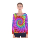 Psychedelic Rainbow Spiral Women s Long Sleeve Tee