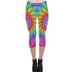 Psychedelic Rainbow Spiral Capri Leggings 