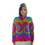 Psychedelic Rainbow Spiral Hooded Wind Breaker (Women)