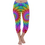 Psychedelic Rainbow Spiral Capri Winter Leggings 