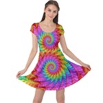 Psychedelic Rainbow Spiral Cap Sleeve Dress