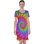 Psychedelic Rainbow Spiral Short Sleeve Nightdress