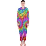 Psychedelic Rainbow Spiral Hooded Jumpsuit (Ladies)