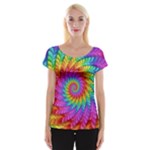 Psychedelic Rainbow Spiral Women s Cap Sleeve Top