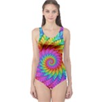 Psychedelic Rainbow Spiral One Piece Swimsuit