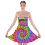 Psychedelic Rainbow Spiral Strapless Bra Top Dress