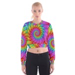 Psychedelic Rainbow Spiral Women s Cropped Sweatshirt