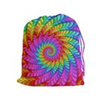 Psychedelic Rainbow Spiral Drawstring Pouch (XL)