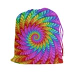 Psychedelic Rainbow Spiral Drawstring Pouch (XXL)