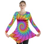 Psychedelic Rainbow Spiral Long Sleeve Tunic 