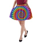 Psychedelic Rainbow Spiral A-Line Pocket Skirt