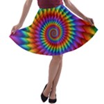 Psychedelic Rainbow Spiral A-line Skater Skirt