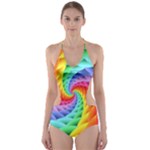 Psychedelic Rainbow Spiral Cut-Out One Piece Swimsuit