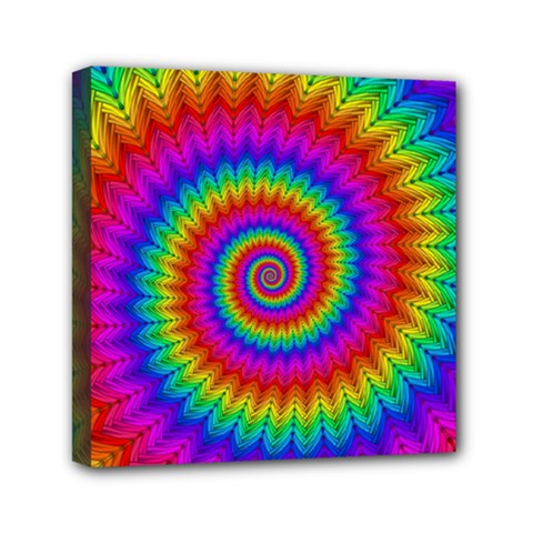 Psychedelic Rainbow Spiral Mini Canvas 6  x 6  (Stretched) from ArtsNow.com