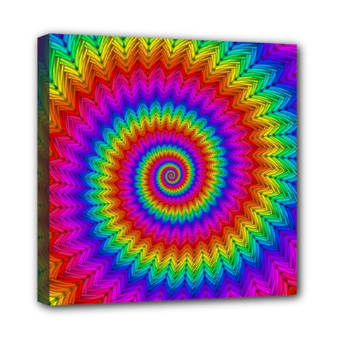 Psychedelic Rainbow Spiral Mini Canvas 8  x 8  (Stretched) from ArtsNow.com