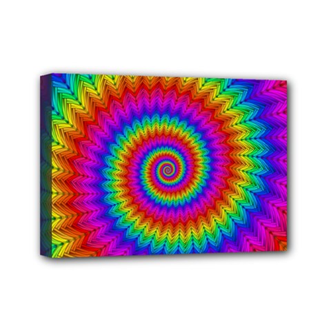 Psychedelic Rainbow Spiral Mini Canvas 7  x 5  (Stretched) from ArtsNow.com