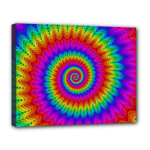 Psychedelic Rainbow Spiral Canvas 14  x 11  (Stretched) from ArtsNow.com