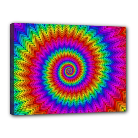 Psychedelic Rainbow Spiral Canvas 16  x 12  (Stretched) from ArtsNow.com