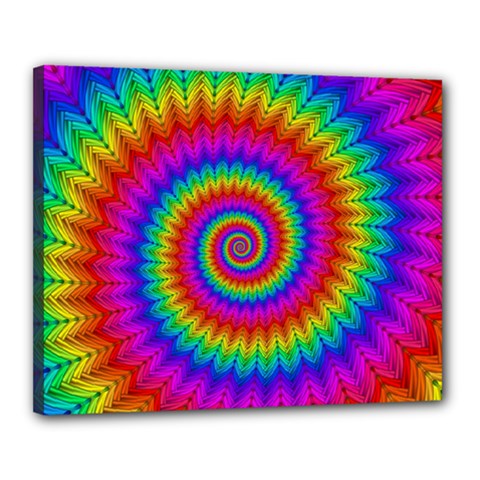 Psychedelic Rainbow Spiral Canvas 20  x 16  (Stretched) from ArtsNow.com