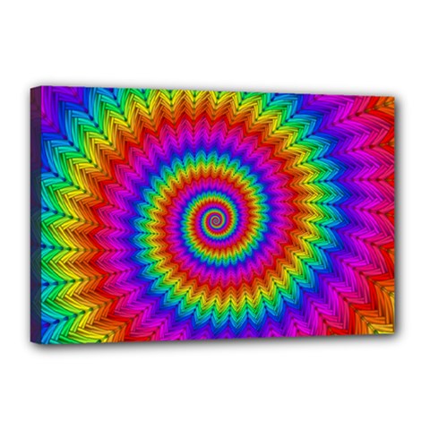 Psychedelic Rainbow Spiral Canvas 18  x 12  (Stretched) from ArtsNow.com