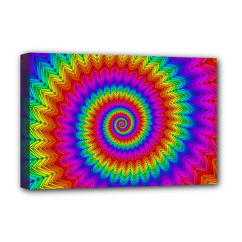 Psychedelic Rainbow Spiral Deluxe Canvas 18  x 12  (Stretched) from ArtsNow.com