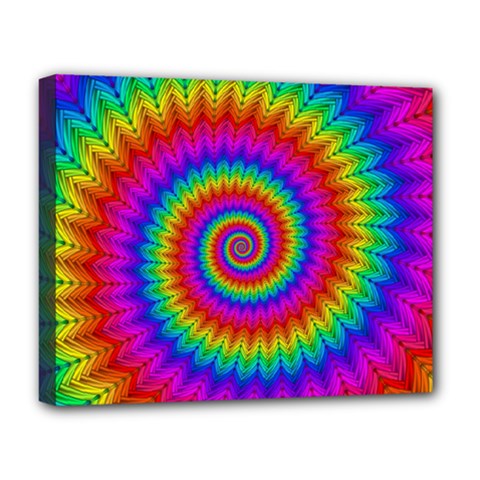 Psychedelic Rainbow Spiral Deluxe Canvas 20  x 16  (Stretched) from ArtsNow.com