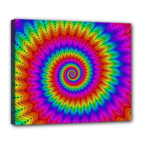 Psychedelic Rainbow Spiral Deluxe Canvas 24  x 20  (Stretched) from ArtsNow.com