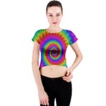 Psychedelic Rainbow Spiral Crew Neck Crop Top