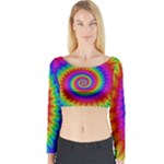 Psychedelic Rainbow Spiral Long Sleeve Crop Top (Tight Fit)