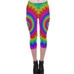 Psychedelic Rainbow Spiral Capri Leggings 